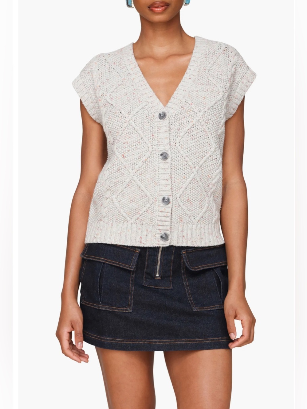 NWT Avec Les Filles Cable Stitch Vest Size Small